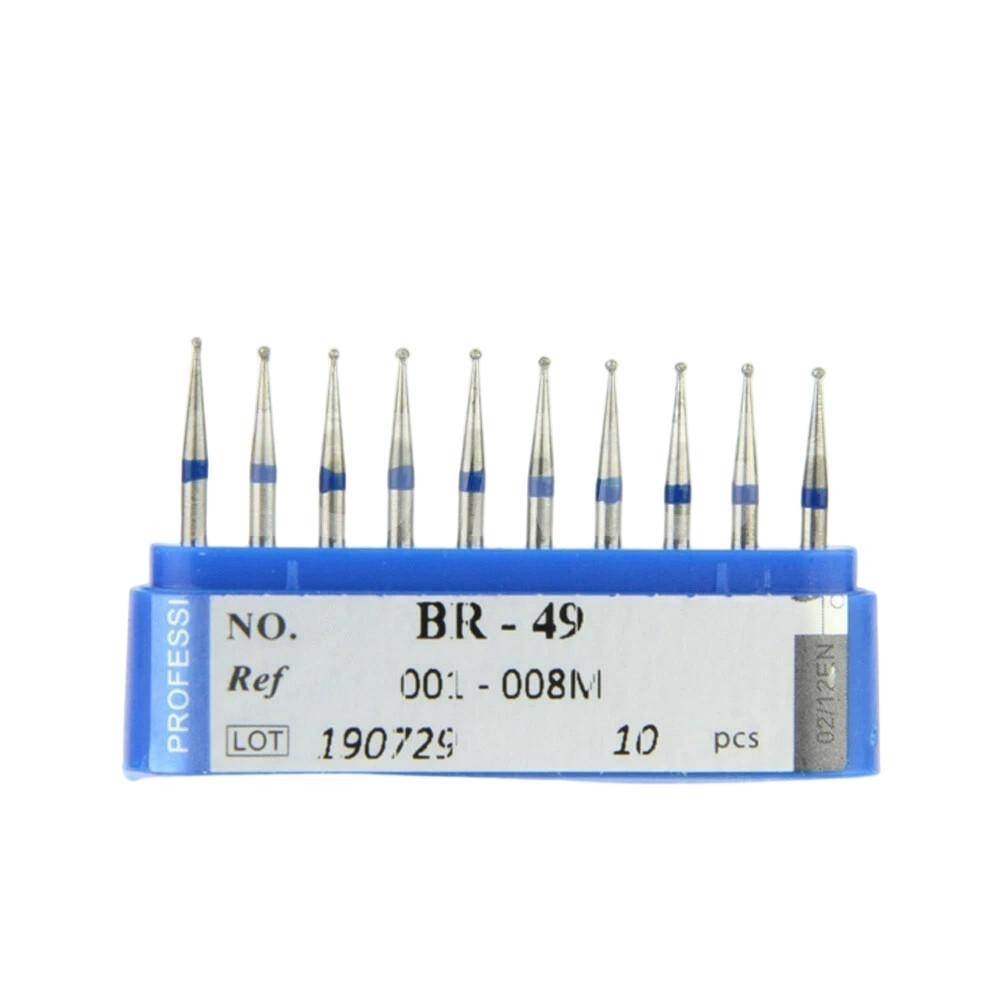 10 Pcs/Box Dental High Speed Medium Grit Diamond Burs FG Ball Round BR Type