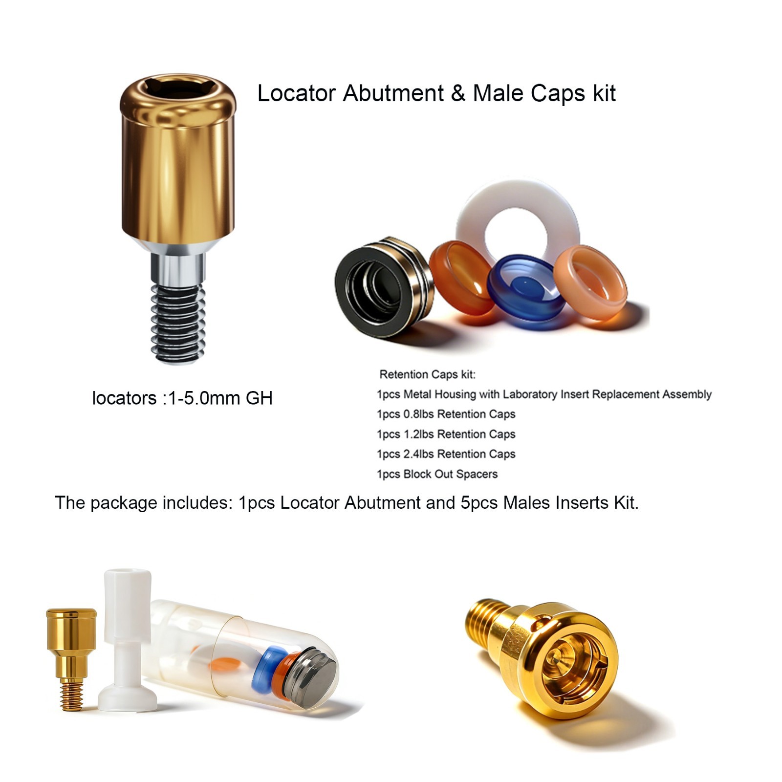 US Overdenture Abutment Removable Anchor Internal Hex BIOHORIZONS 3.5mm Tapered