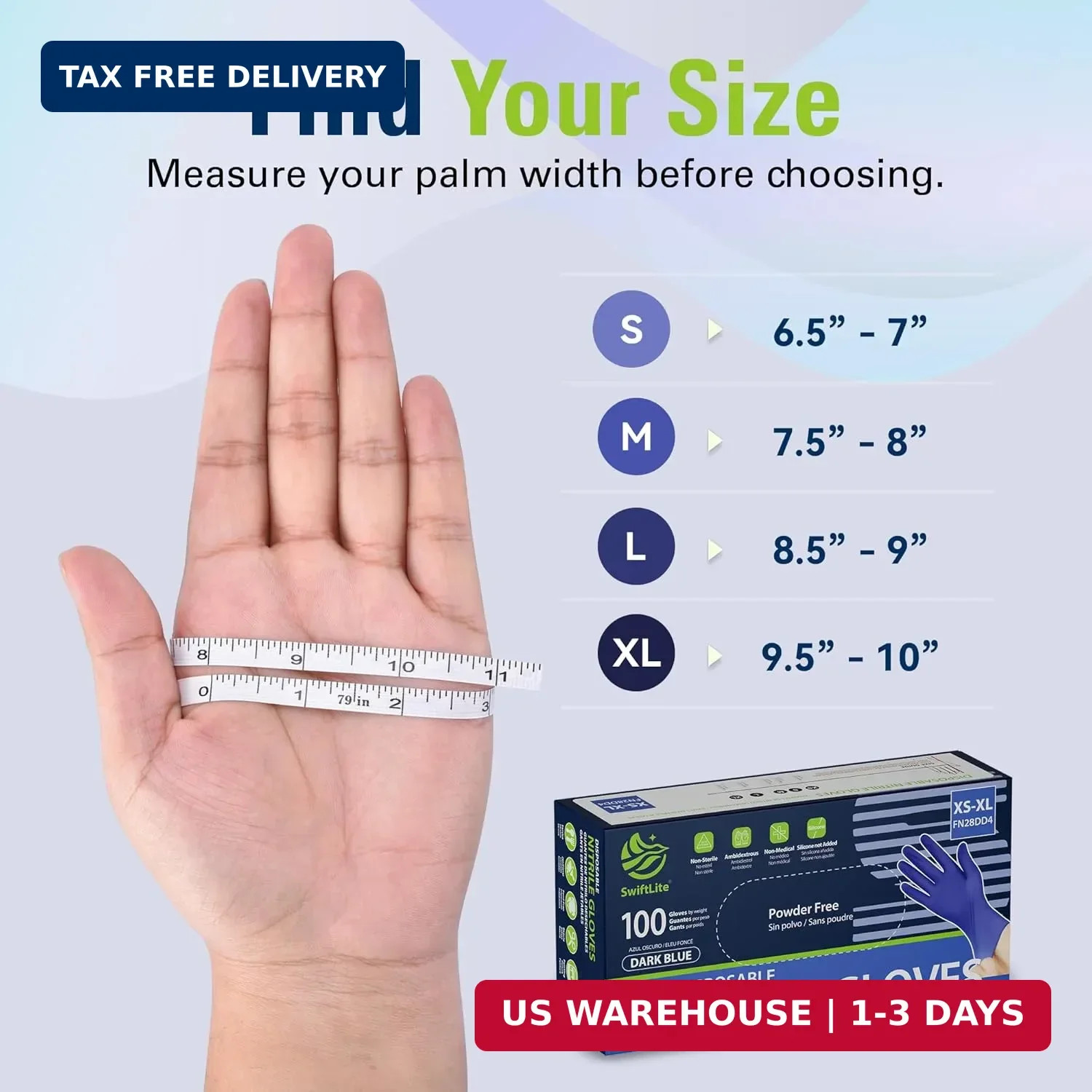 SWIFTLITE Disposable Nitrile Gloves, Food Safe, Latex-Free Powder-Free, Kitchen
