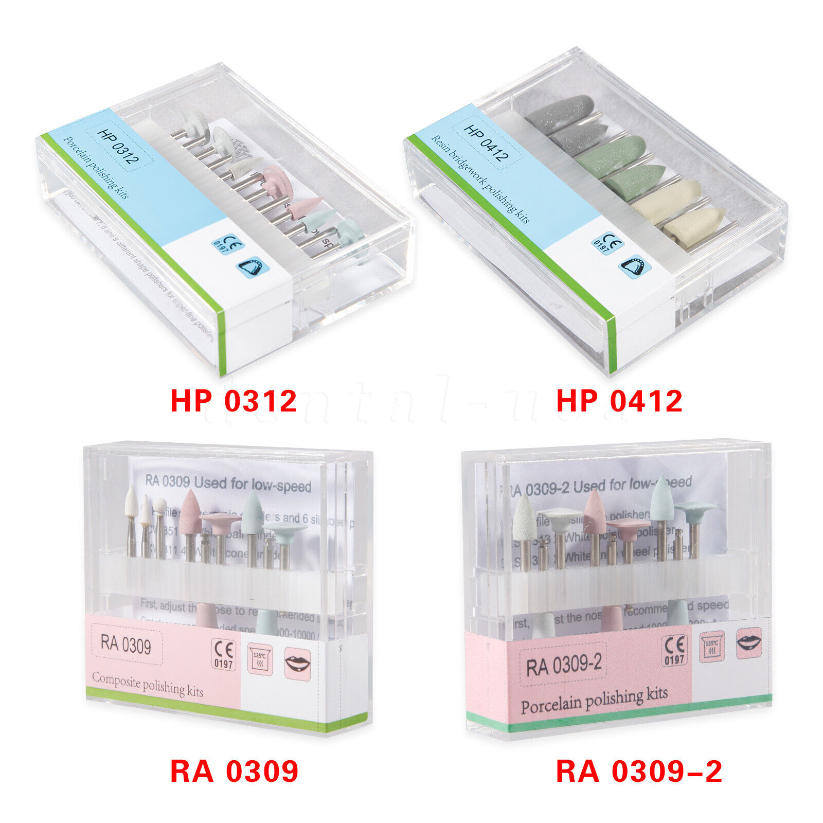 Dental Burs Cups Composite Polishing Polisher Kit for Low Speed Handpiece RA/HP
