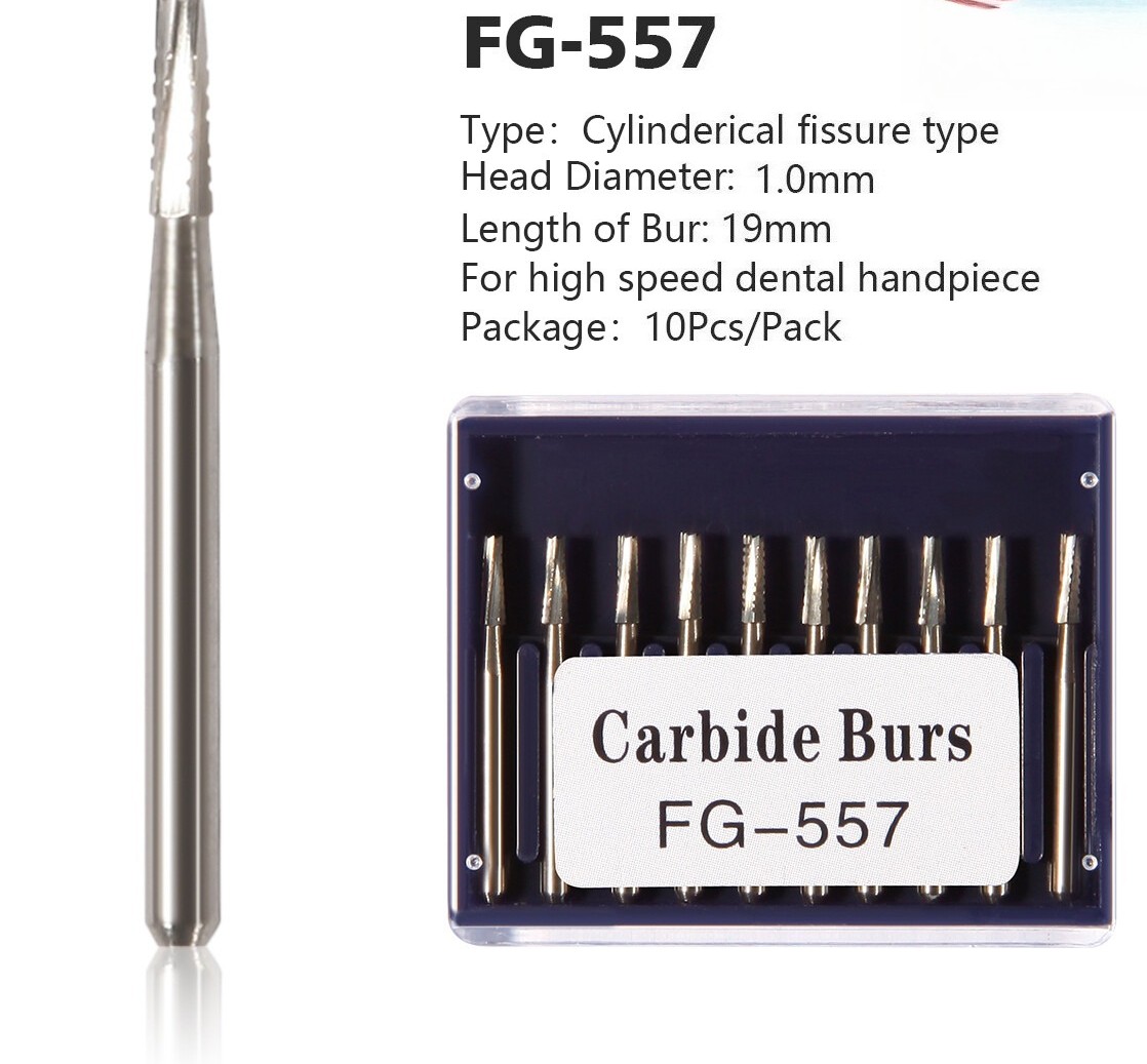 100件装牙科圆形硬质合金FG Bur适用于高速手机-