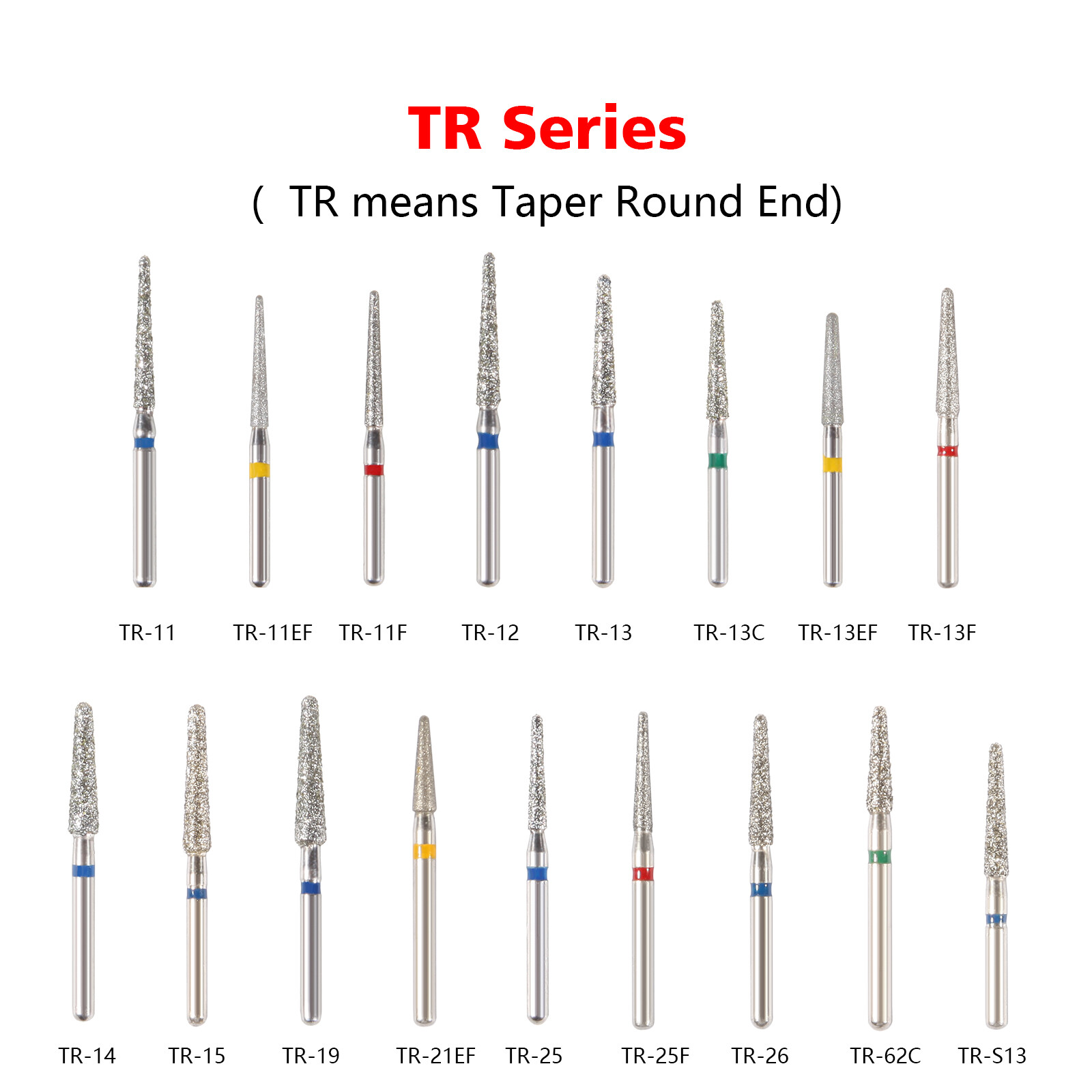 Dental Diamond Burs Fit High Speed Handpiece Friction Grip 5Pc/Box 97 Sizes