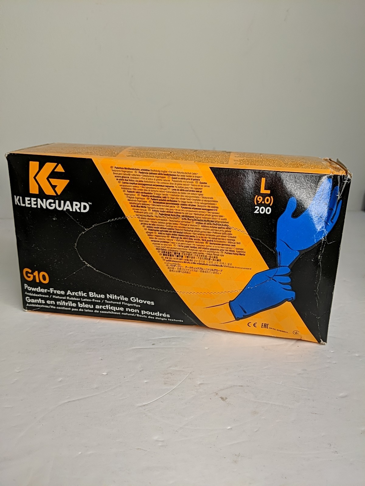 200 Count Kleenguard G10 Powder-Free Arctic Blue Nitrile Gloves Size: L