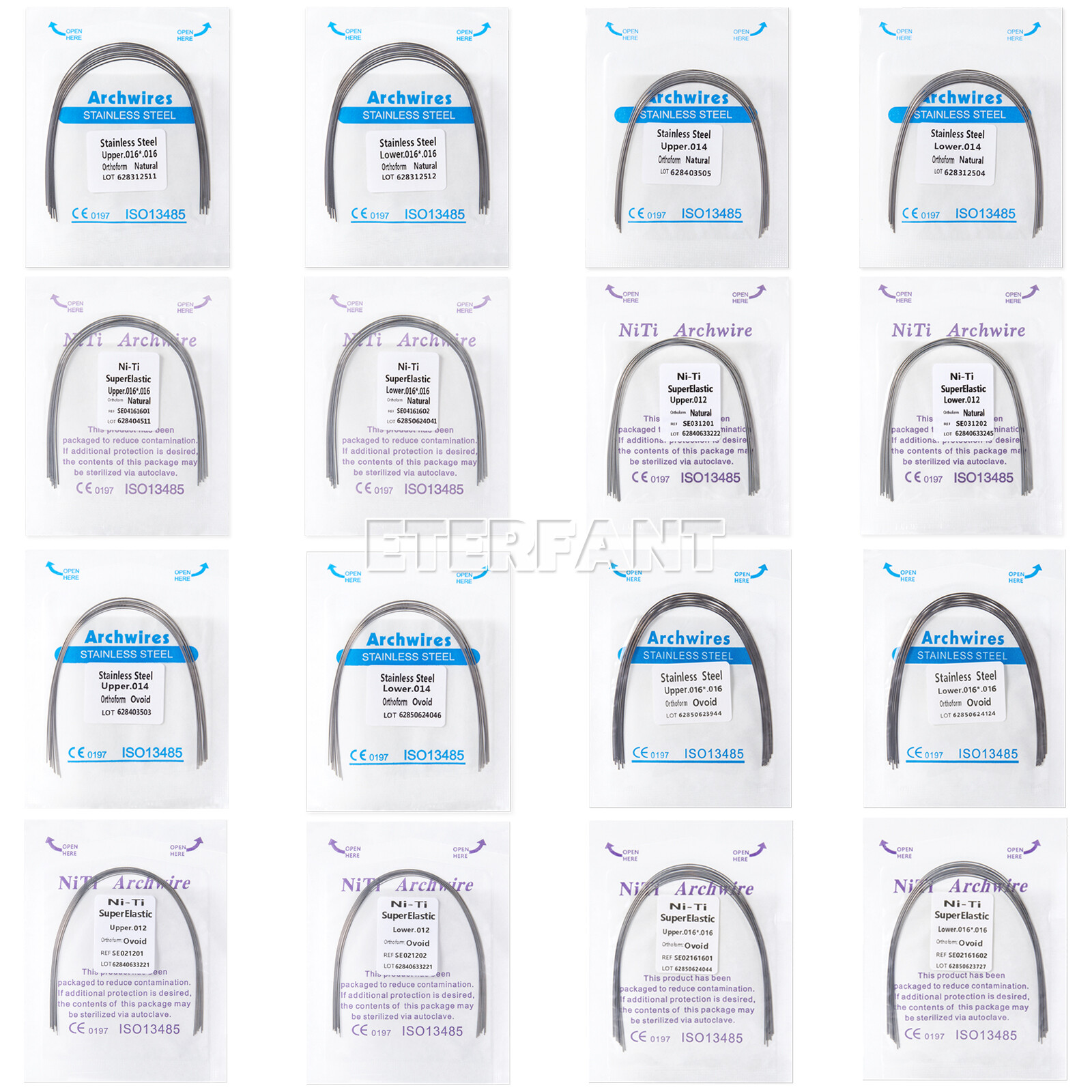10pc/pack ETERFANT Dental Ortho Arch Wires Super Elastic NiTi/Stainless Steel