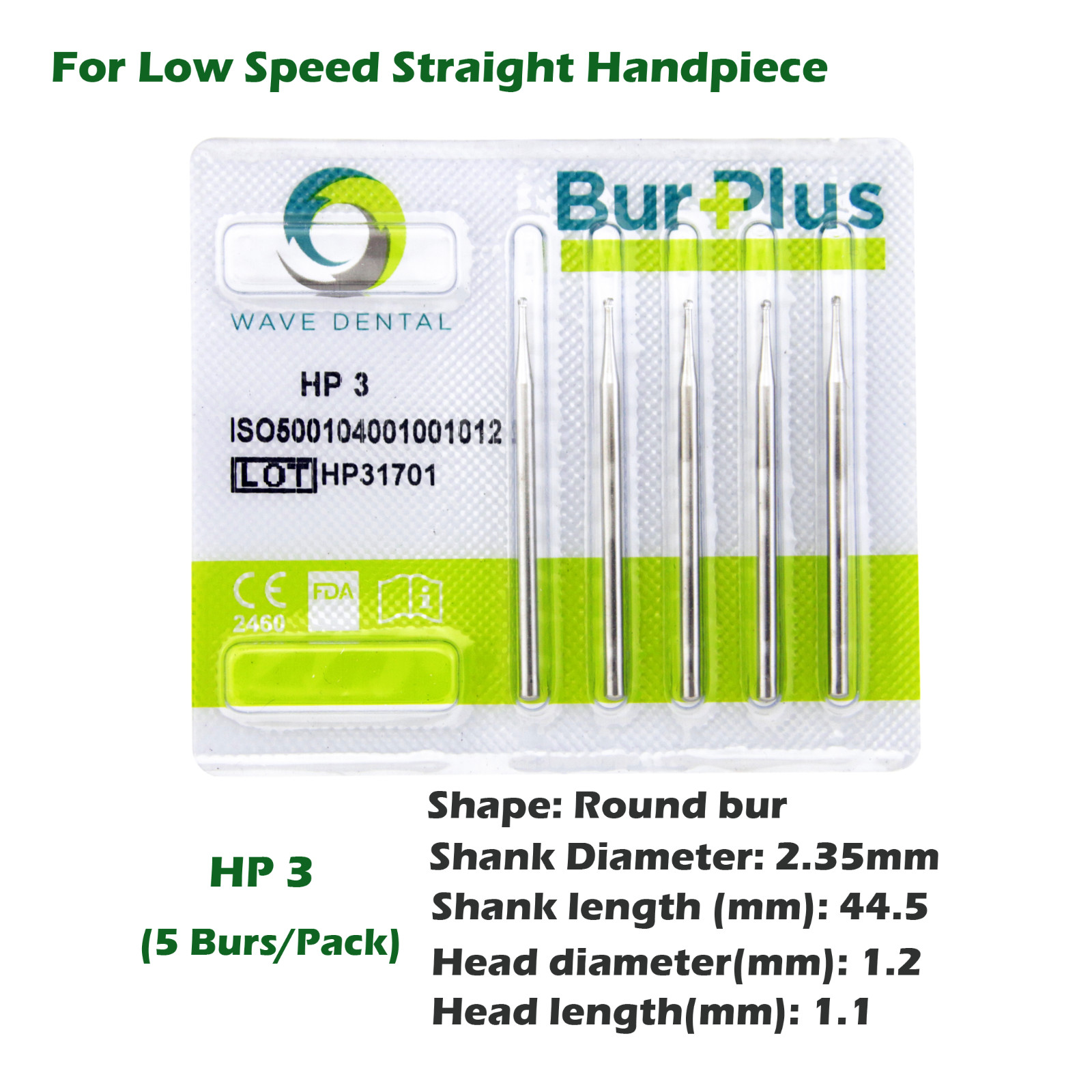 Wave Dental Round Bur Tungsten Carbide Straight Handpiece HP 1 2 3 4 5 6 7 8 10