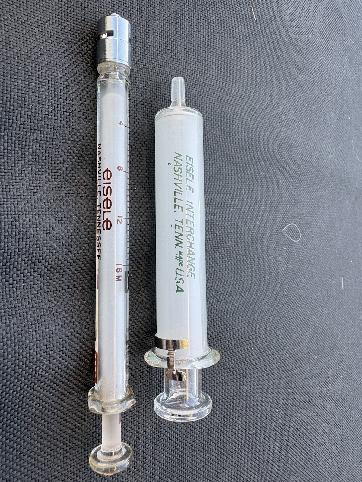 Eisele Syringe 1cc 5cc Vintage Glass USA Veterinary Use