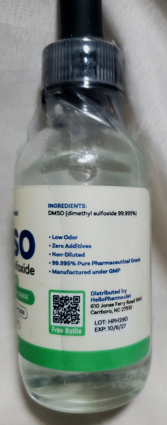 DMSO Liquid 99.99% Pharmaceutical Grade Dimethyl Sulfoxide – Glass Dropper 2 oz