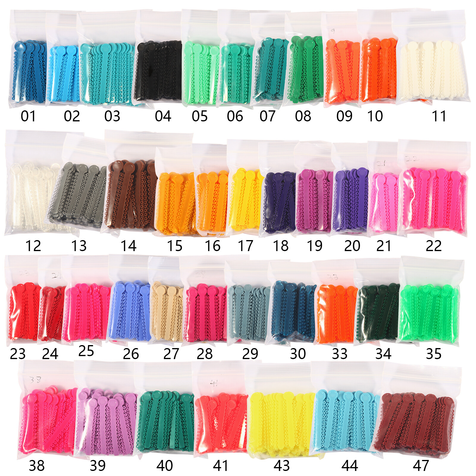 1040pcs Dental Orthodontic Ligature Ties Elastic Bands for Brackets 43 Colors OR