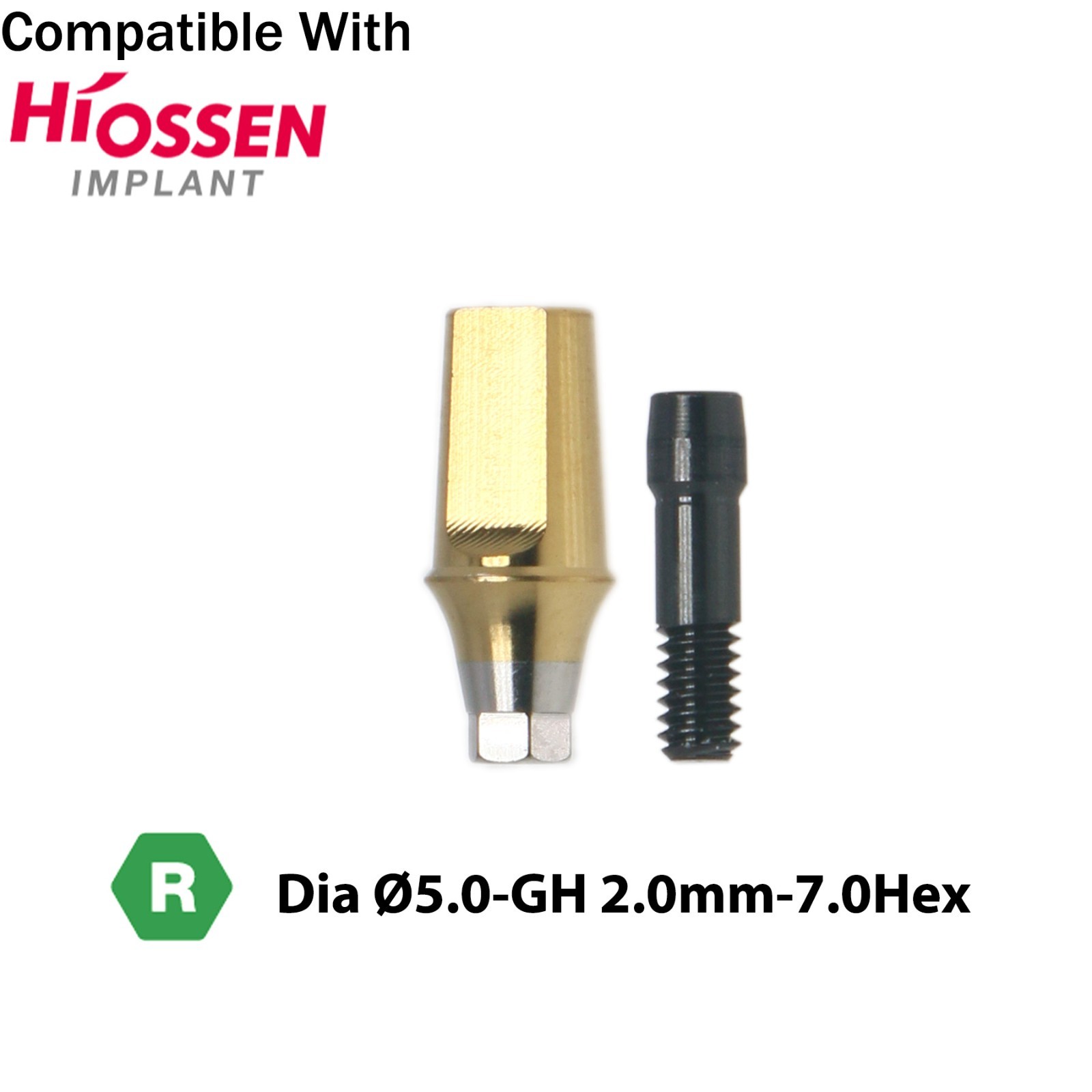 Titanium Straight Abutment Compatible with Osstem Hiossen Regular Ø4.5/5.0/6.0mm