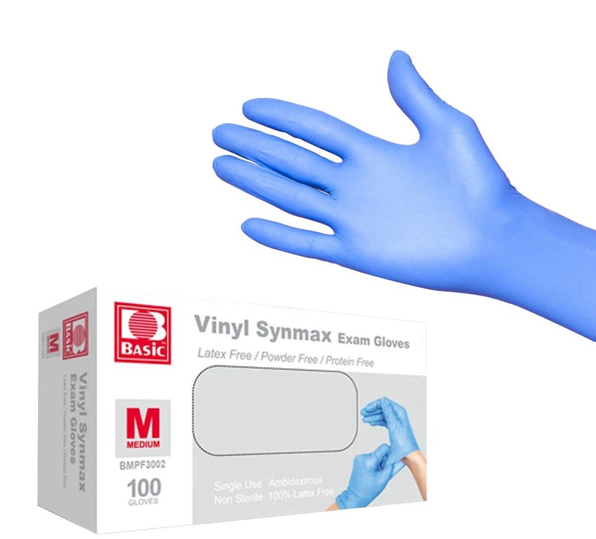 Latex Gloves Synmax Vinyl Exam Gloves Medium Powder & Latex Free 10 Boxes 1 case
