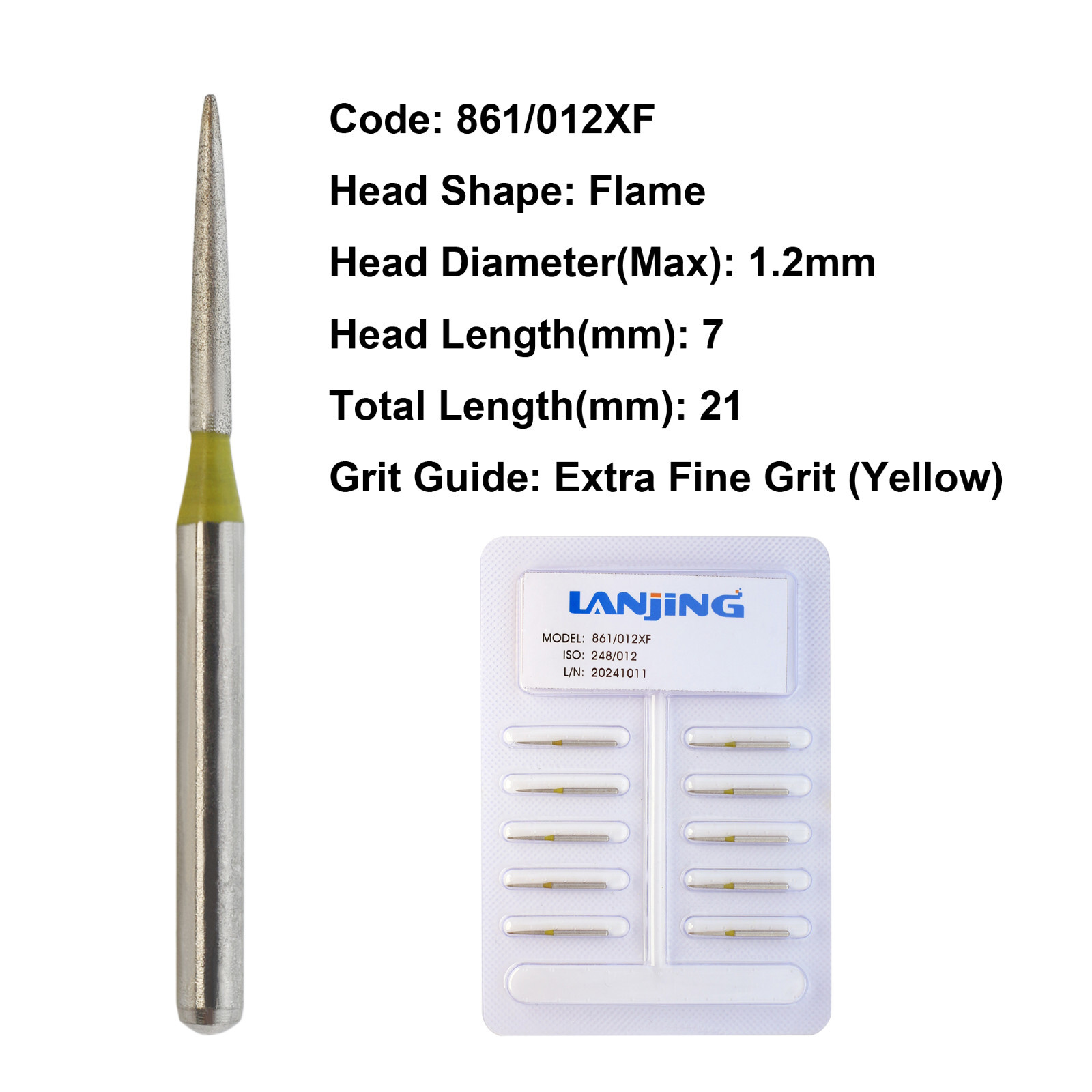 Dental Burs Diamond Flame FG for High Speed Handpiece Friction Grip Coarse Fine