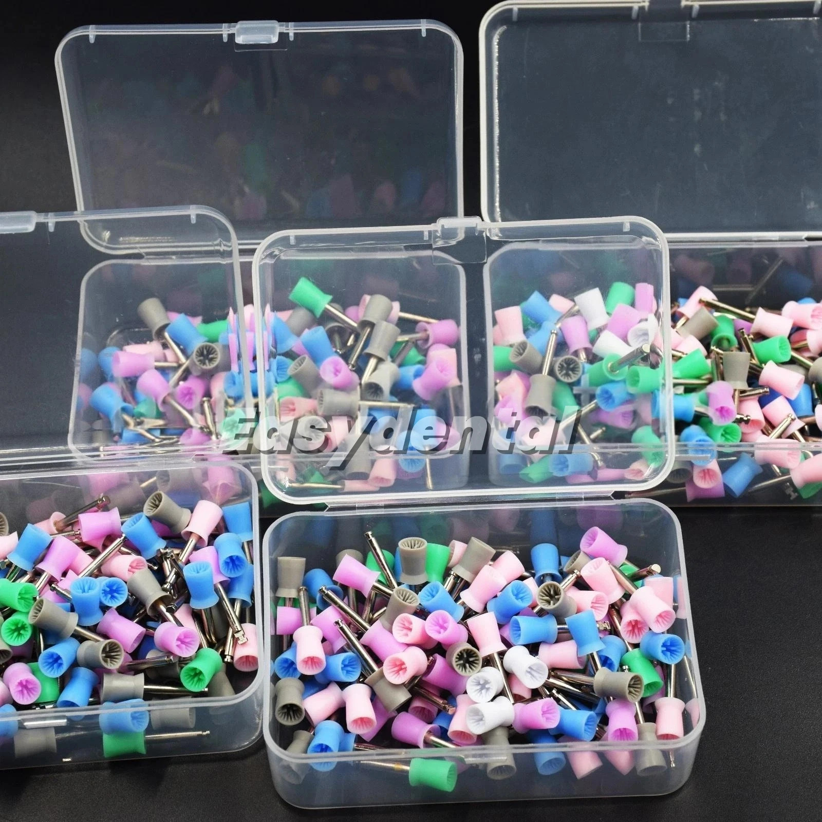 100/pk Dental Mixed Prophy Cup Rubber Polish Brush Polishing Latch Type Flat