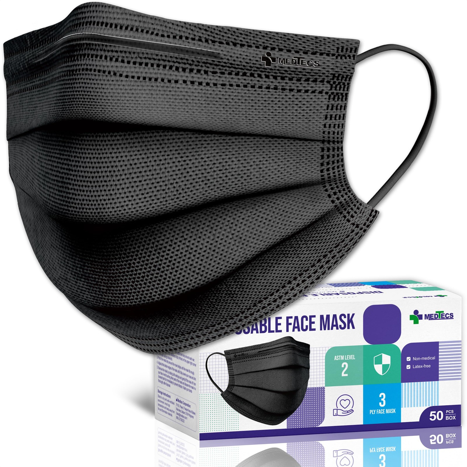 Face Mask Disposable – Available in 50 & 2,000 pcs – ASTM Level 1, 3-Ply Brea…