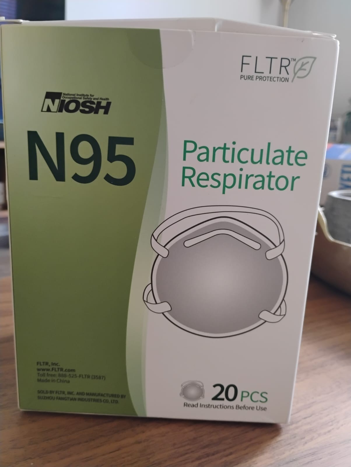 FLTR NIOSH N95 Particulate Respirator Masks (20 Count Box) TC-84A-7701