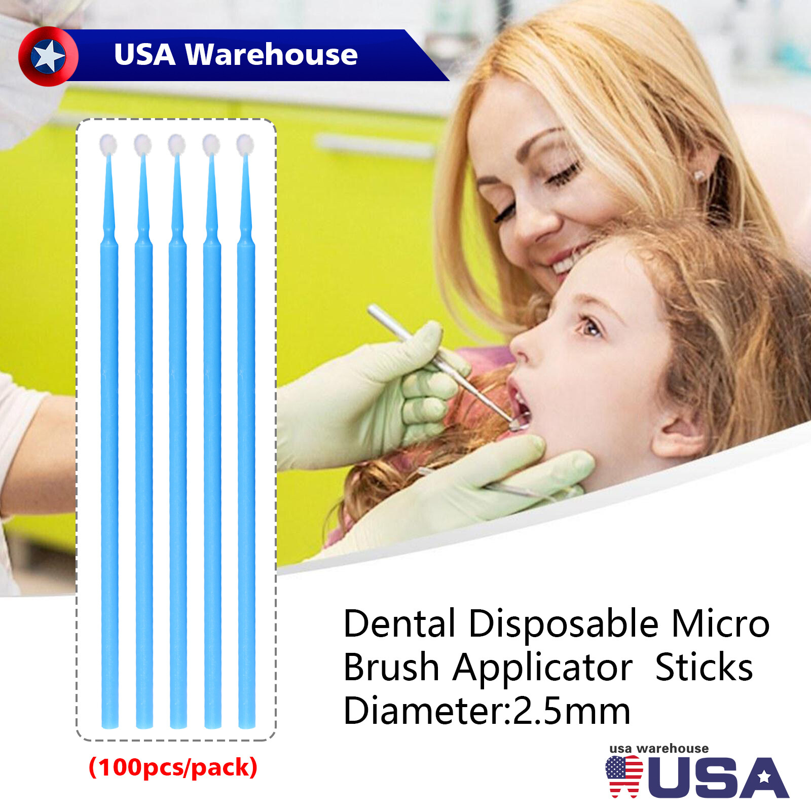 100pcs/pack Dental Microbrush Micro Brush Applicator Tip Regular/Fine/Ultrafine