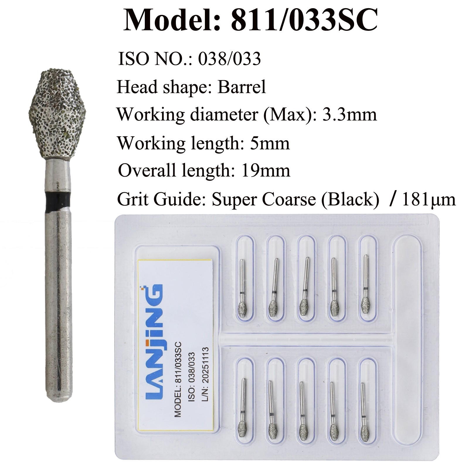 Super Coarse Diamond Bur Dental Burs FG Round End Taper Cylinder Egg Barrel Burr