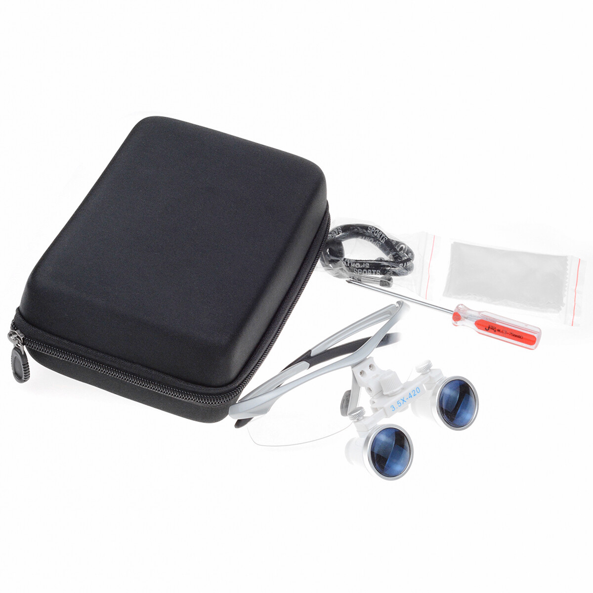 Dental 3.5X-420MM Magnification Binocular Loupe Compound Optic Silver with Bag