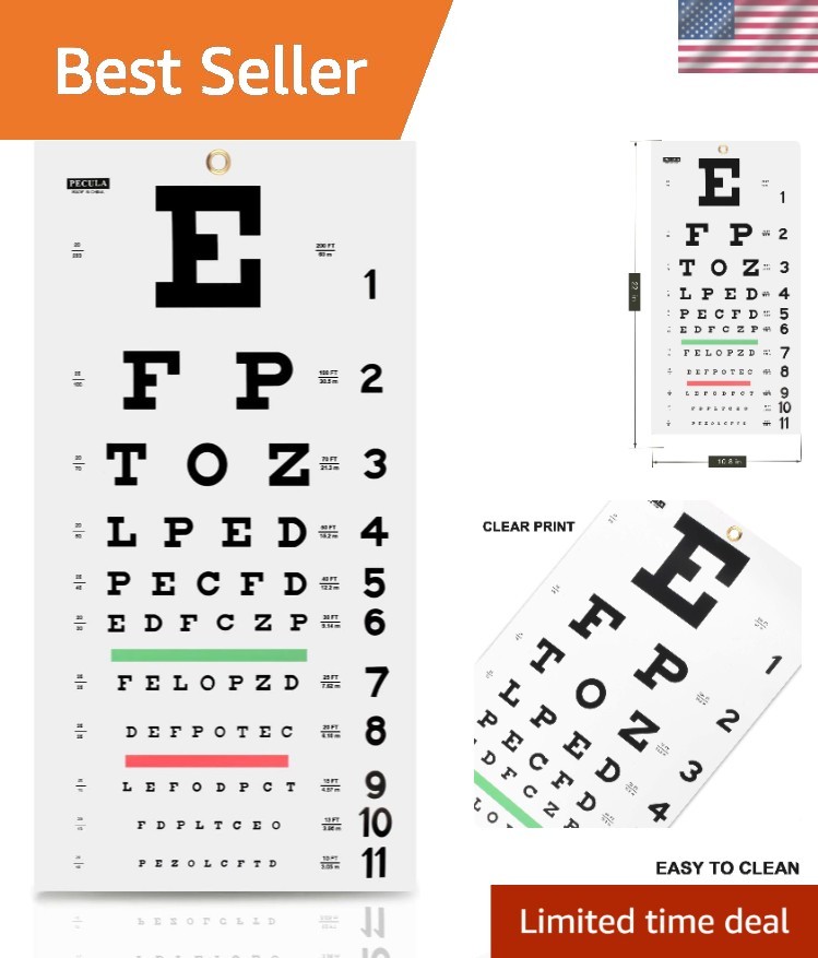 Professional Snellen Chart – Eye Exam Essential, 20 Feet, Unframed 11 x 22 in.