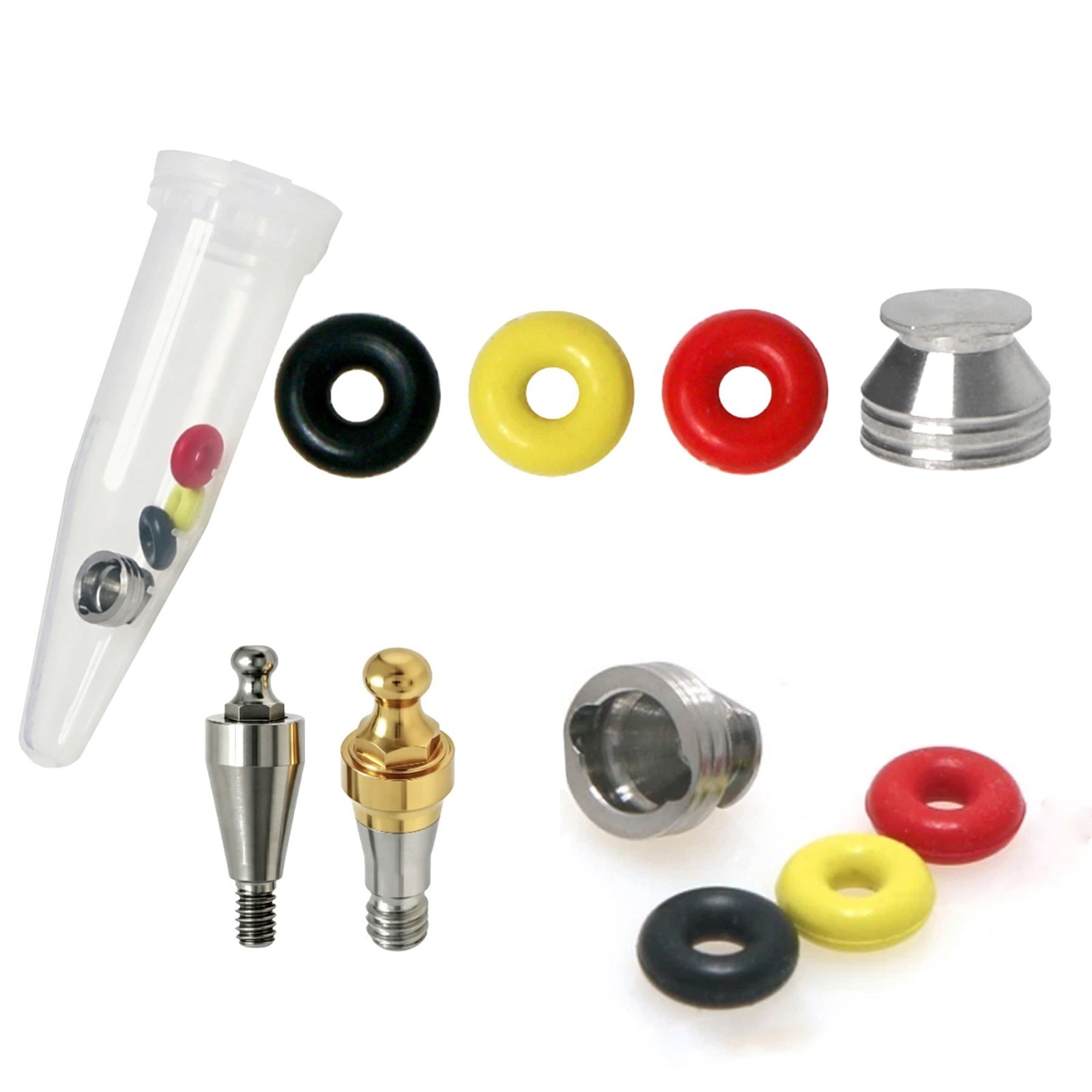US Dental Ball Abutment O-Ring Caps Kit for Hiossen Osstem Overdenture 4Pcs/Set