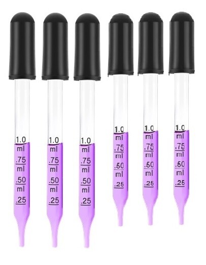 6pcs Essential Oils Medicine Art Eye Glass Graduated Dropper 3″+4″ Straight