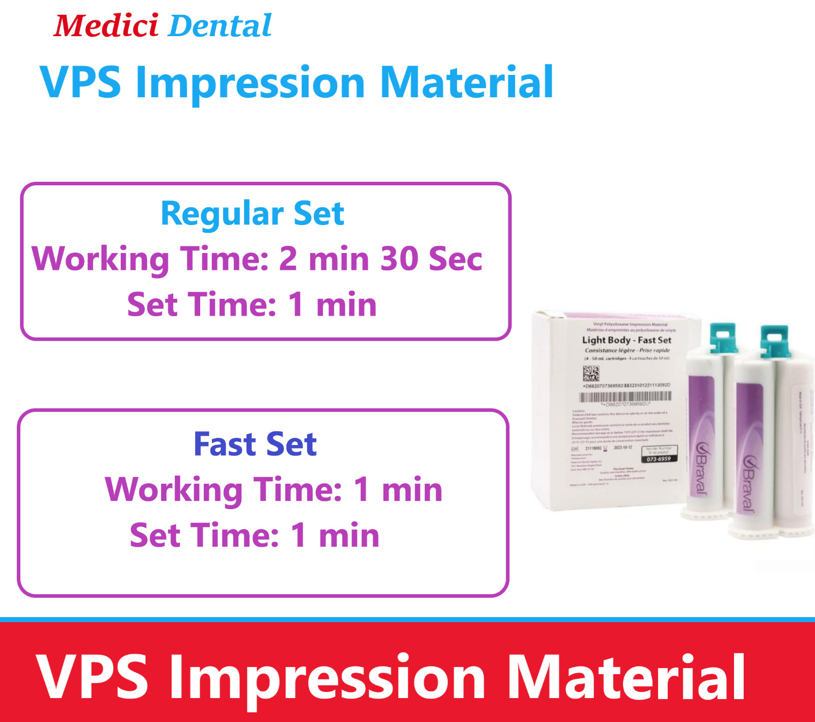 4/Box Dental VPS Impression Material Heavy Body Medium Light Fast Set, Made USA