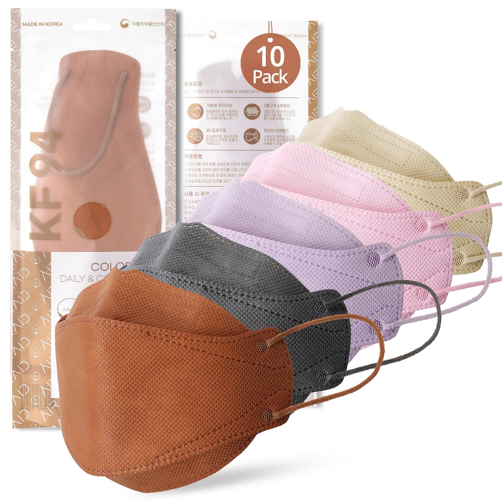 -KF94 [Individually Wrapped] – Made in Korea, 3D Multicolor Packs, Protective…