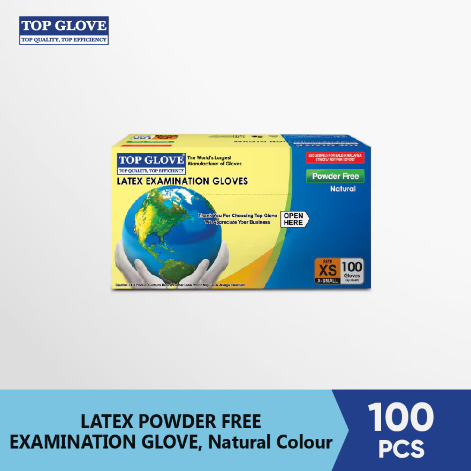 Powder Free Disposable Medical Examination Gloves (TOP GLOVE MALAYSIA 100 PCS)