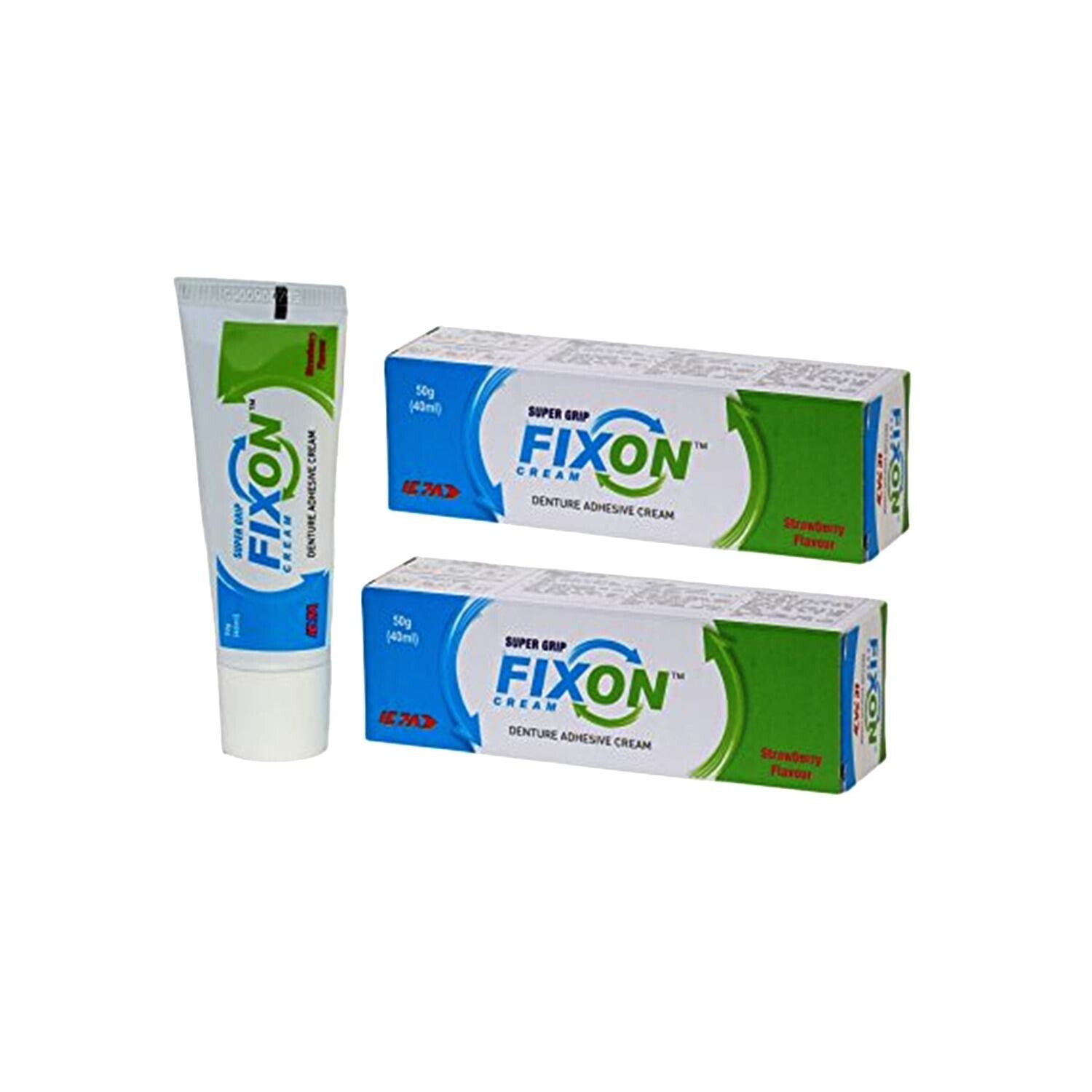 Fixon Super Grip (Strawberry Flavour) Denture Adhesive Cream 50gms (Free Ship)