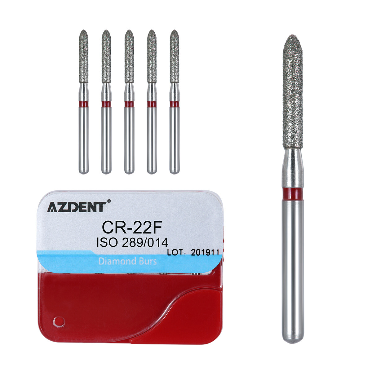 100Pcs AZDENT Dental Diamond Burs High Speed Handpiece Friction Grip 20Type