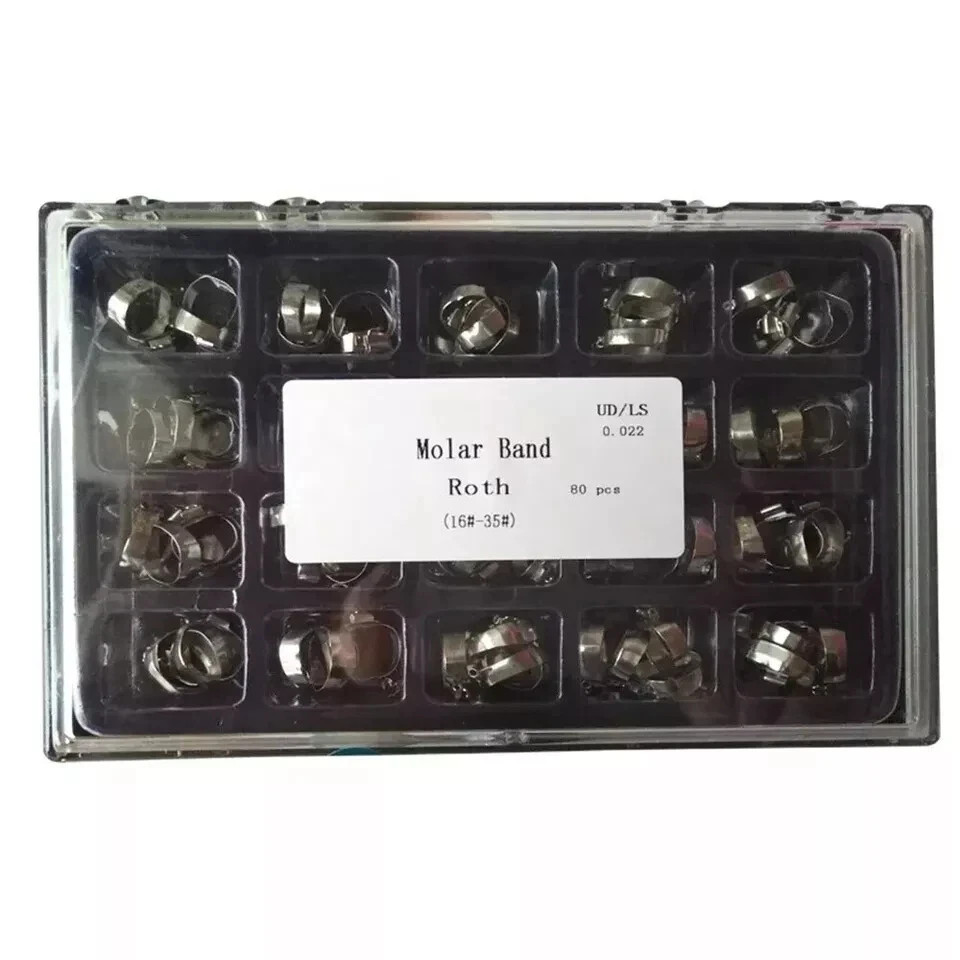 80Pcs Dental Orthodontic Bands with Buccal Tube 1st Molar Roth/MBT 022″ 16#-35#