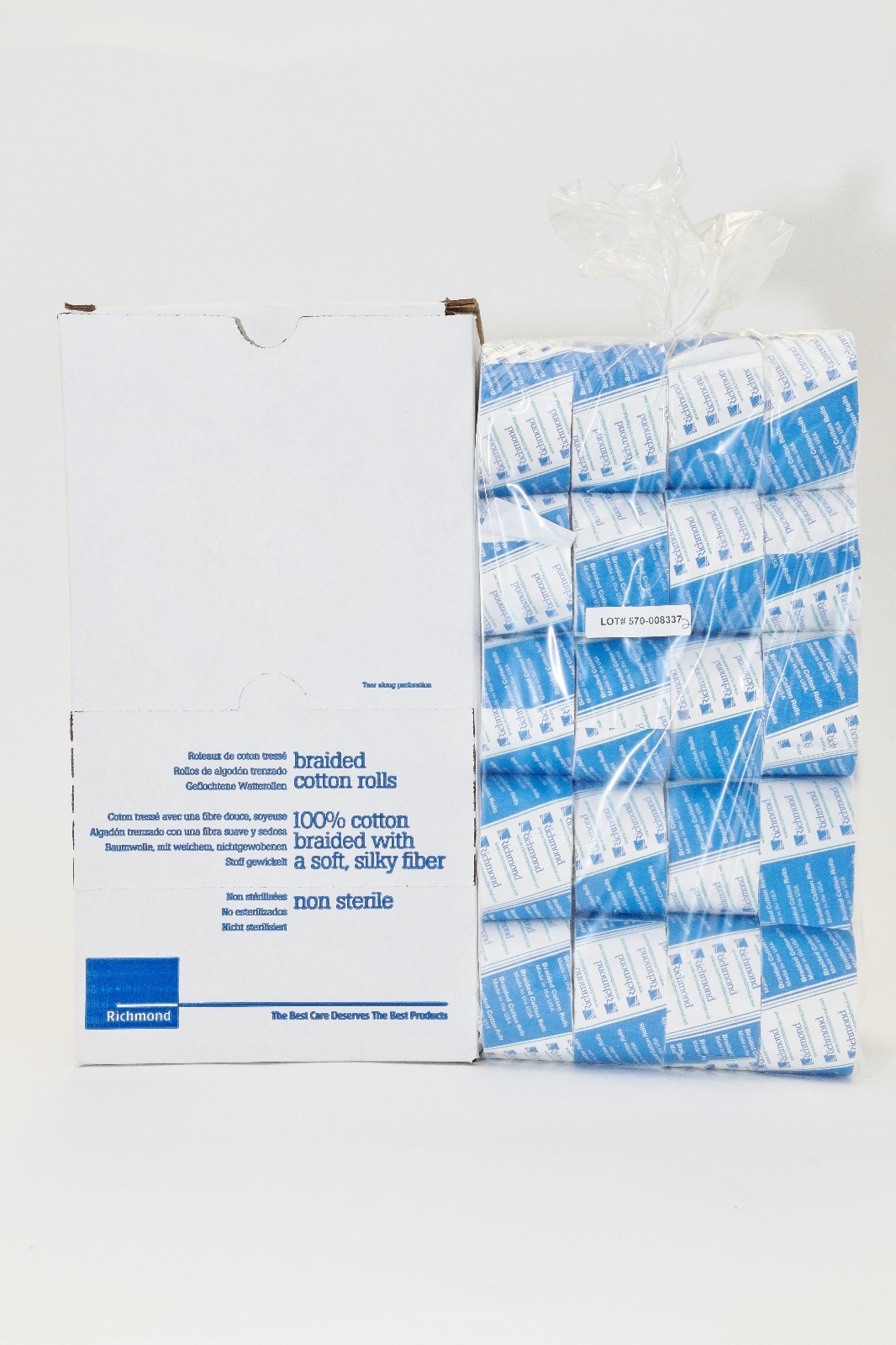 Dental Disposable Braided Cotton Rolls Non-sterile 1 1/2″ Medium 3/8″ Diameter