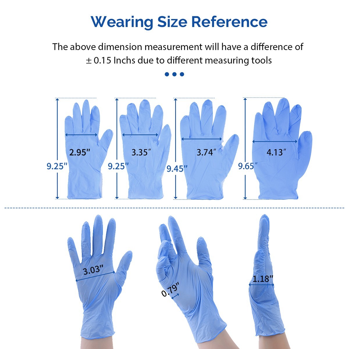 Blue Nitrile Medical Gloves Powder Free Latex Dental Grade Disposable Glove