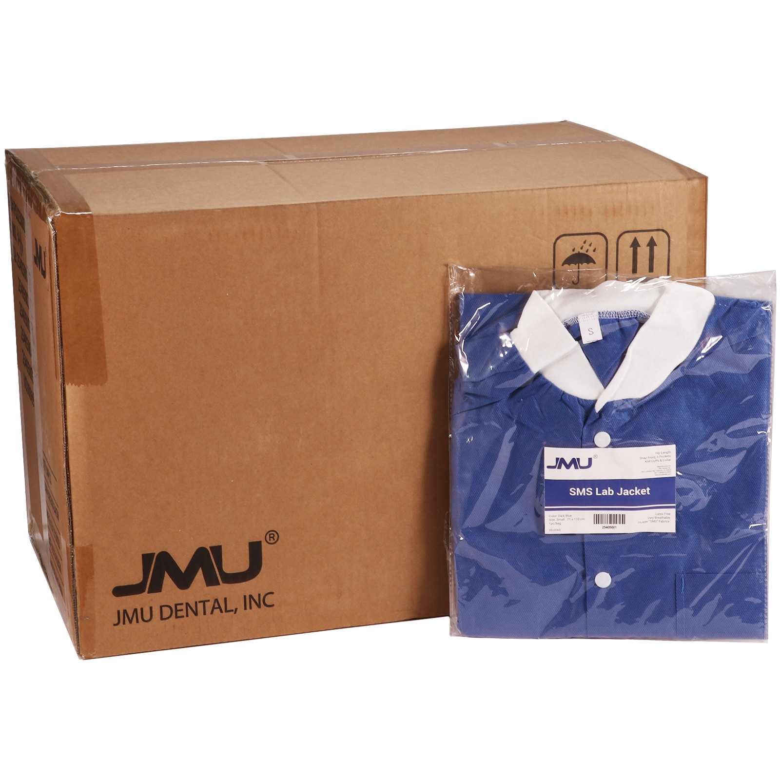 JMU Disposable SMS Lab Jackets Hip Length Medical Jacket W/3 Pockets 40g SMS