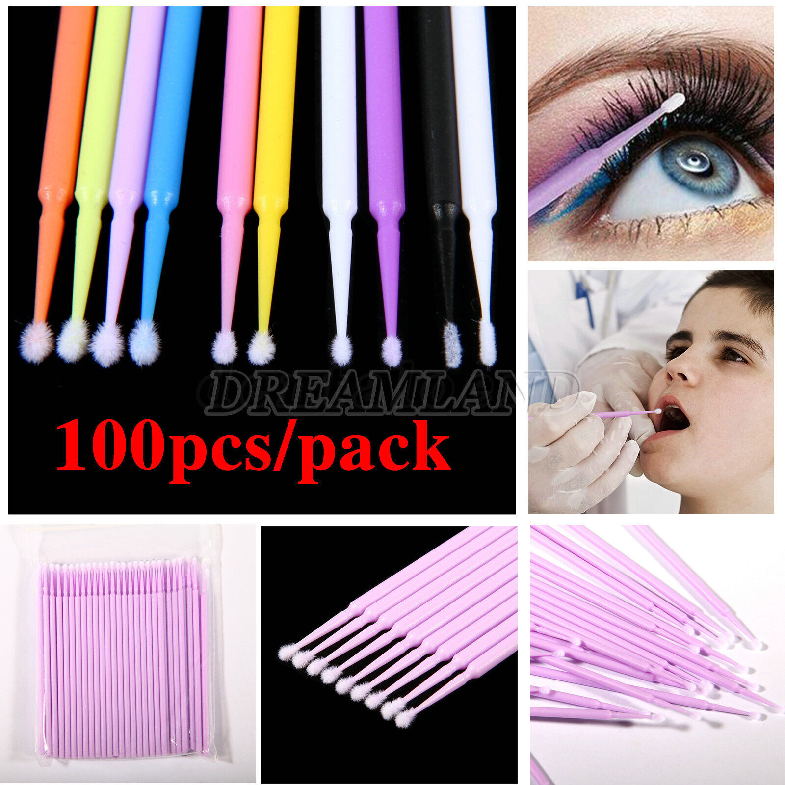 NEW Dental Microbrush Disposable Applicators Tips Micro Brush Cleaning 4Sizes