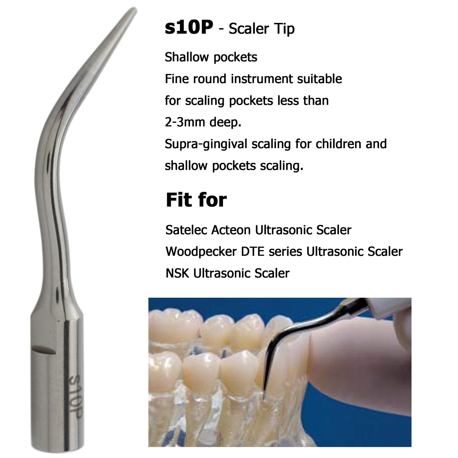 Satelec ACTEON NEWTRON Slim B LED Ultrasonic Scaler Handpiece Piezo Tips H3 1S