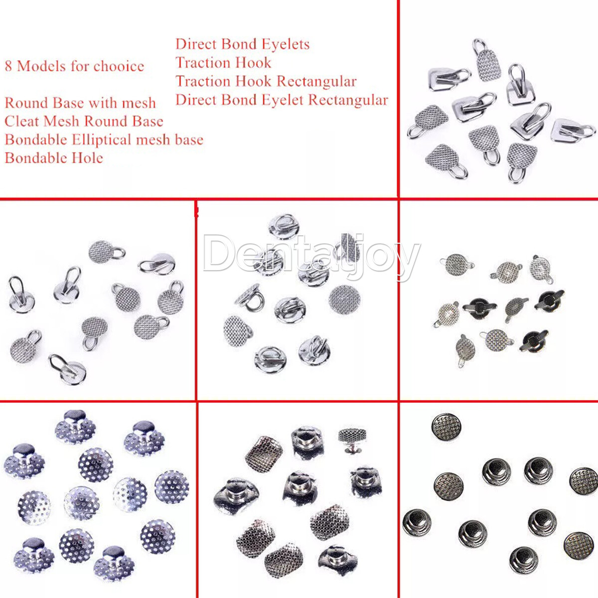 AZDENT Dental Ortho Lingual Buttons Bondable Round Base 8 Models 10pcs/pack