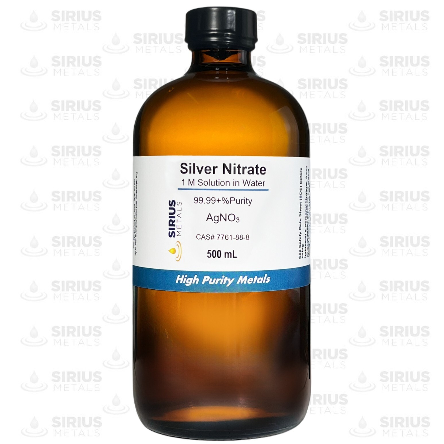 Silver Nitrate Solution (CAS# 7761-88-8) – 1 Molar as AgNO3 in water – 500 mL