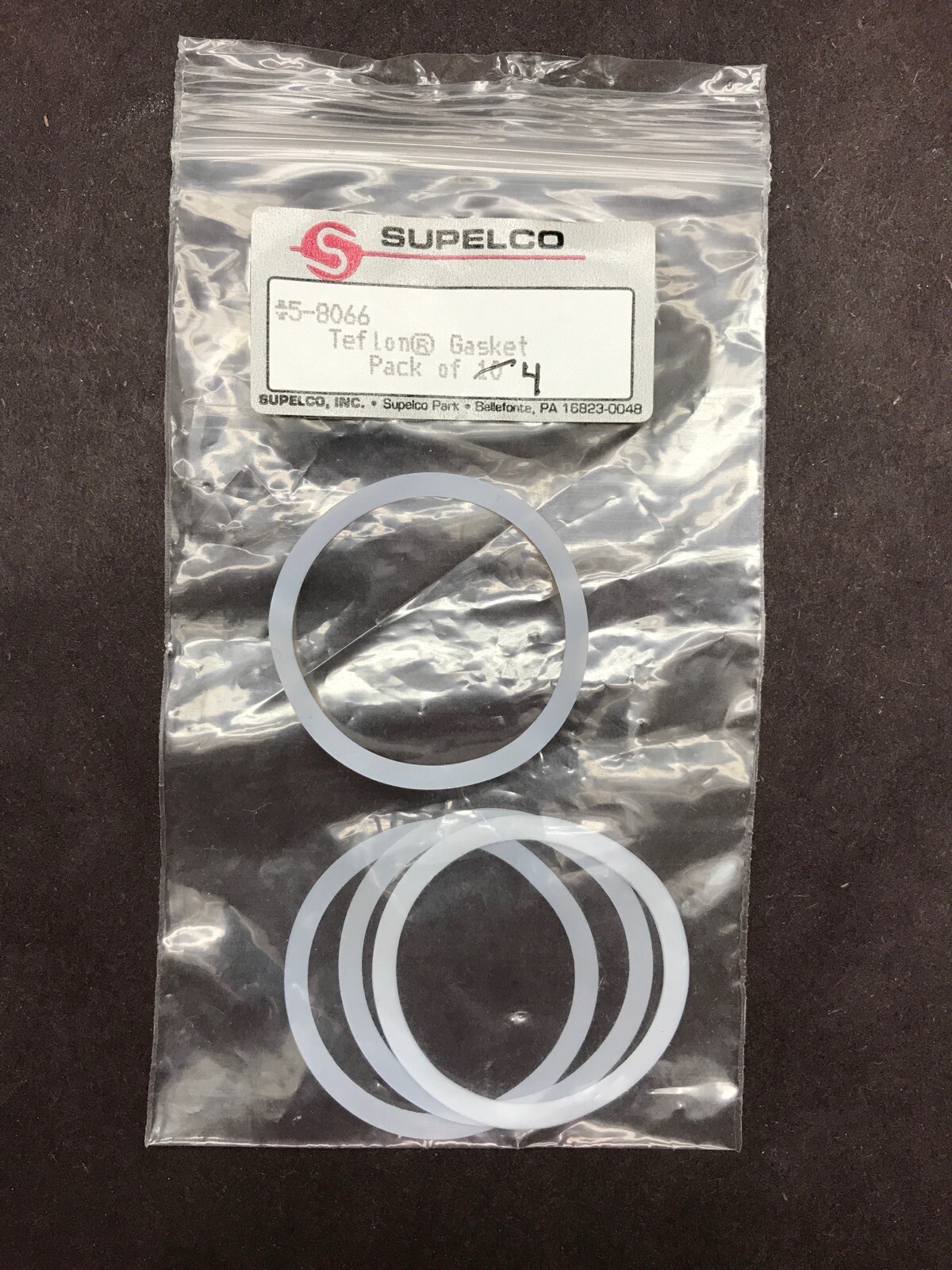 (4) SUPELCO Mobile Phase Filtration Apparatus Teflon Gaskets 35mm ID 5-8066