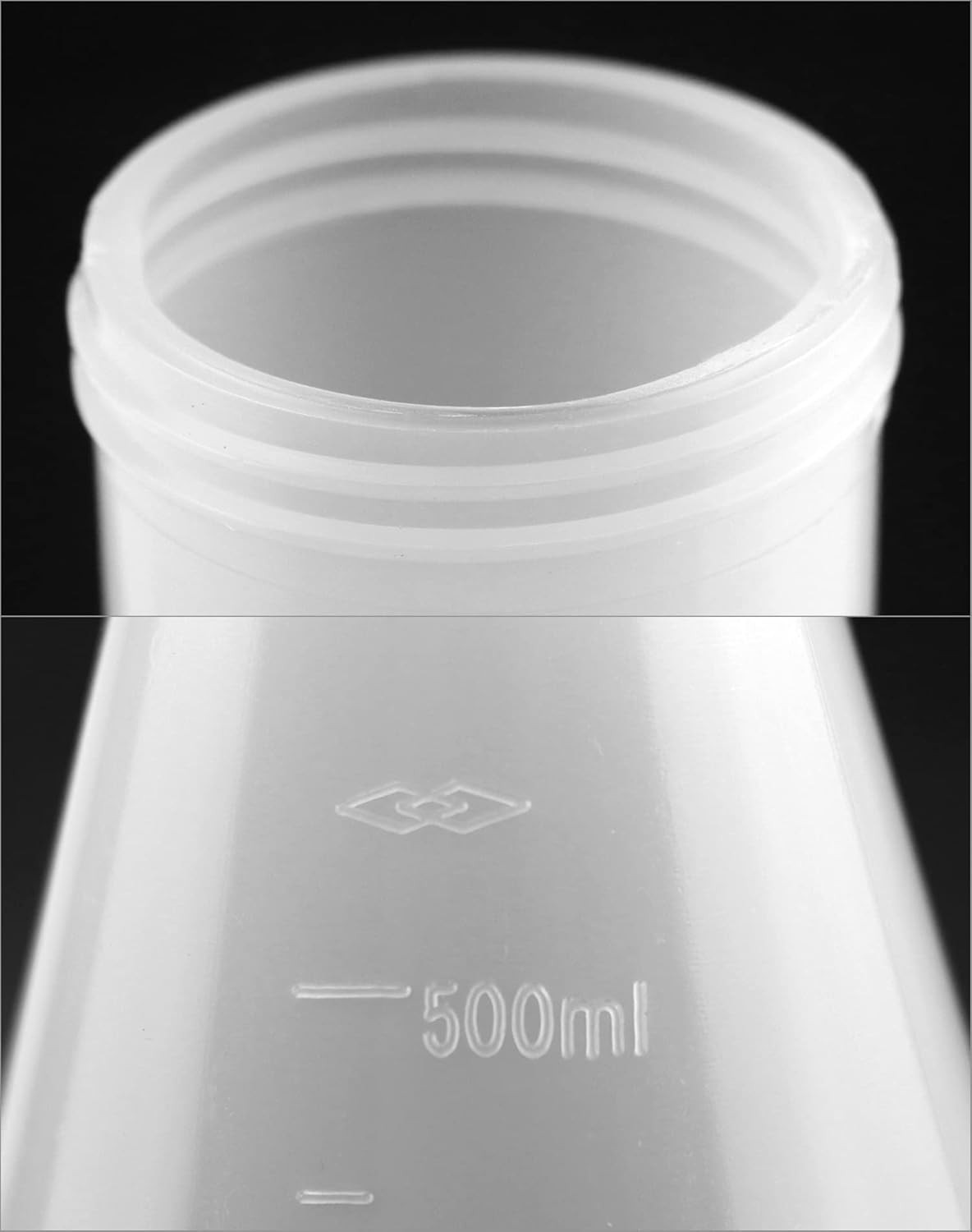 4 Pack 17 oz/500 mL Erlenmeyer Flasks, PP, Screw Cap, Autoclavable, Narrow Neck