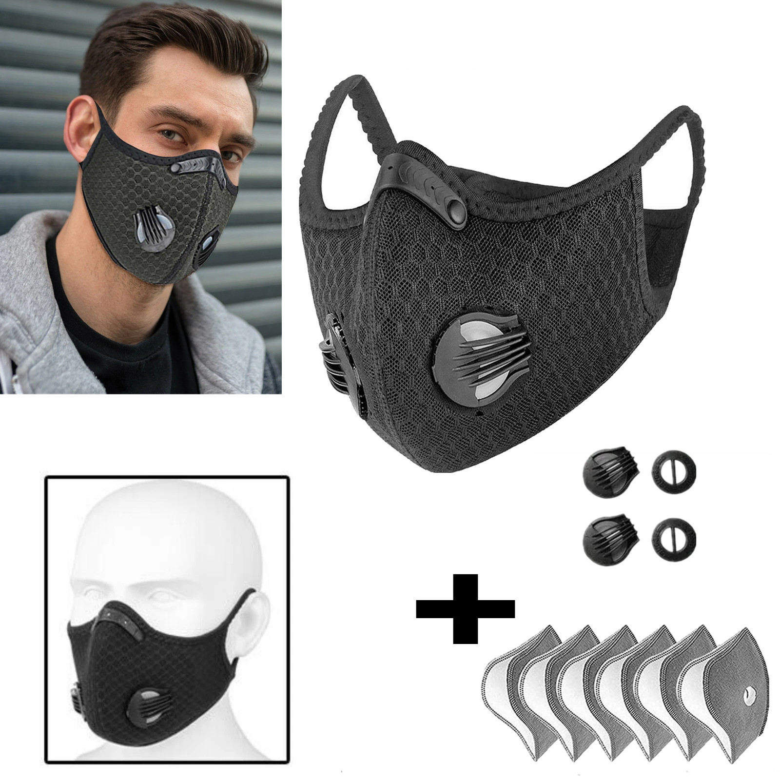Washable Half Facepiece Face Shield Respirator Reusable Dust Mask With Filters