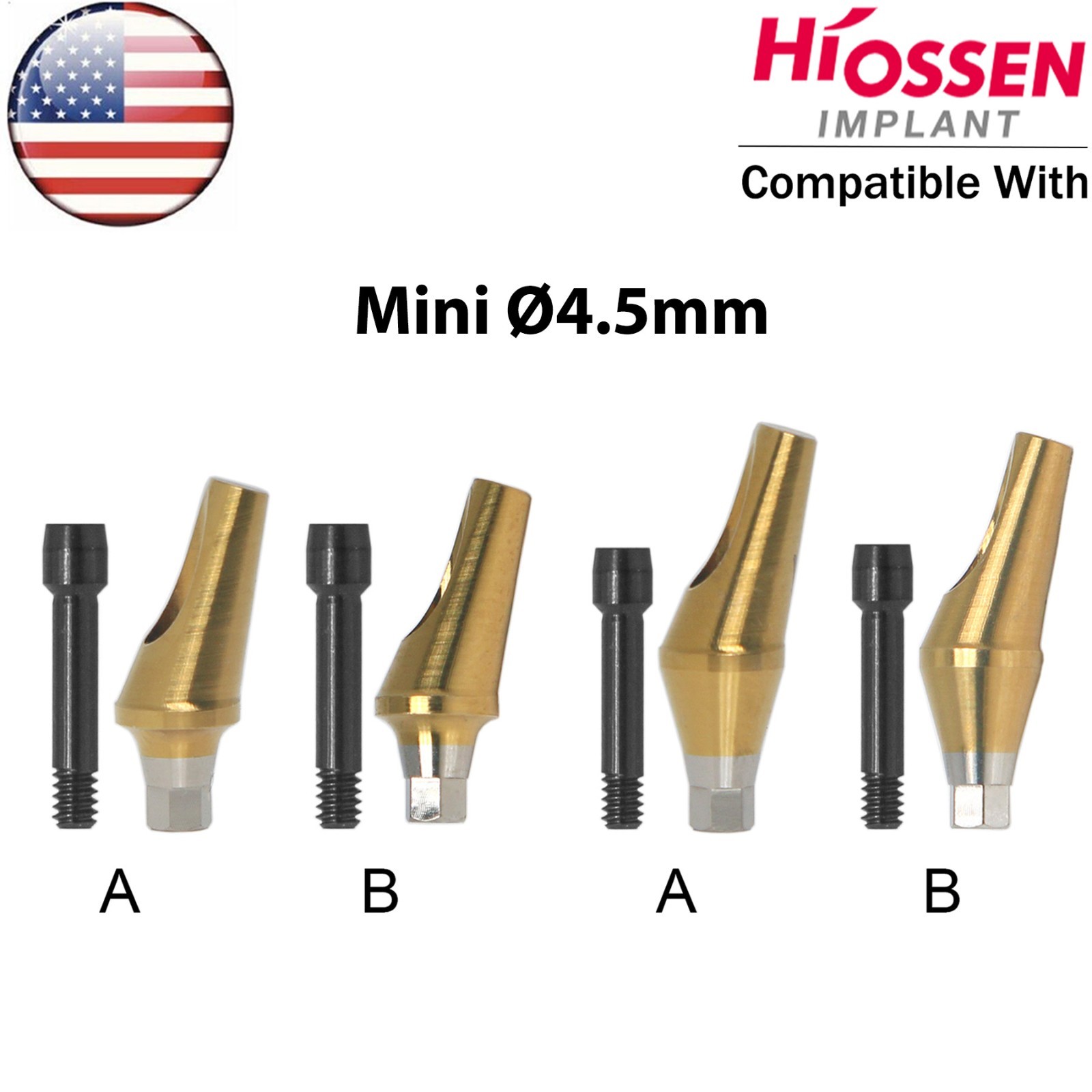 US 17° Mini/Regular Angled Dental Anatomic Abutment Ø4.5/5.0mm Fit Hiossen Oss