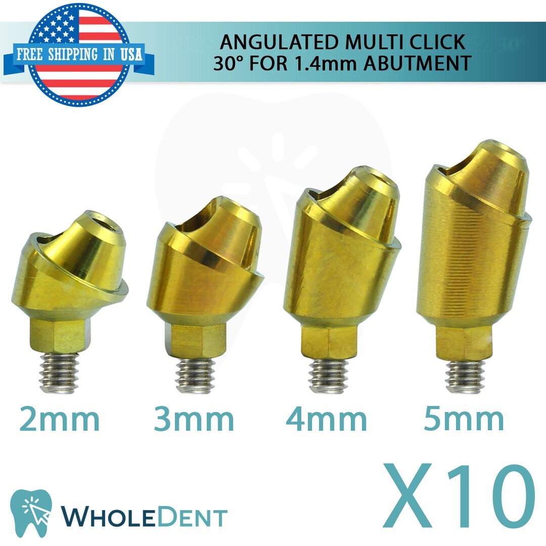 10X Angulated Multi Unit 30° 1.4mm Abutment Attachment Internal Hex 2.42mm