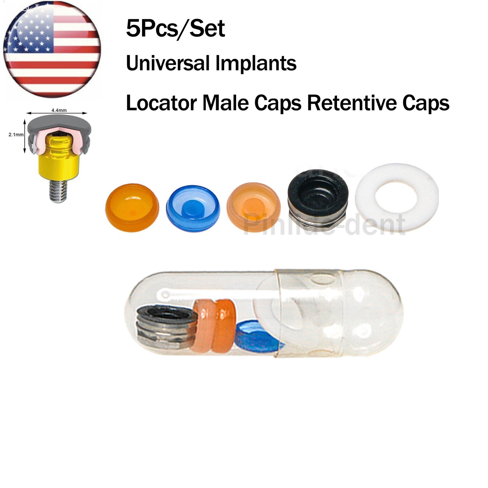 US Dental Fits Hiossen Osstem Mini/Regular Attachment Abutment & Male Caps Kits
