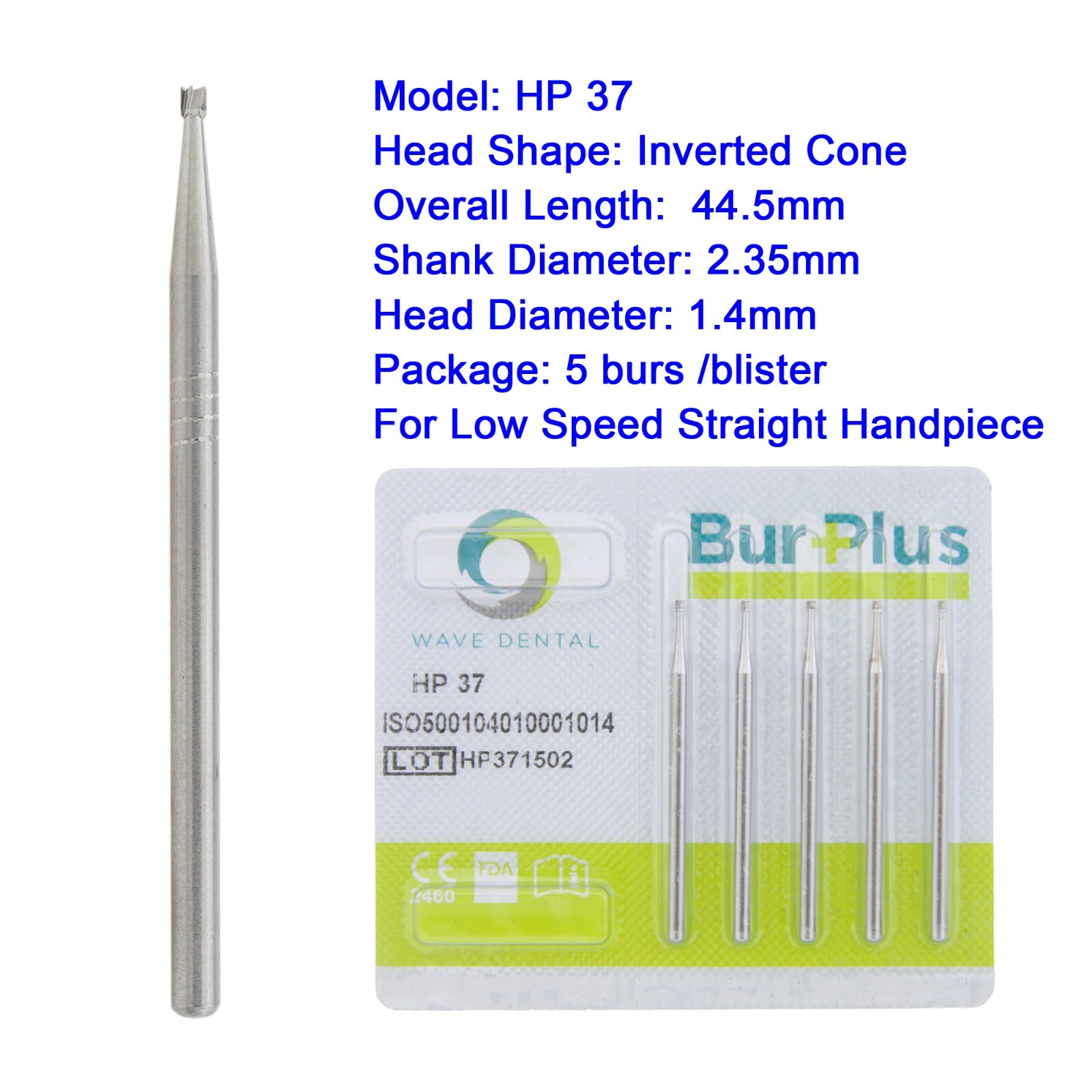 Wave Dental HP Burs Carbide Inverted Cone Bur Straight Handpiece Bur HP 34 35 37
