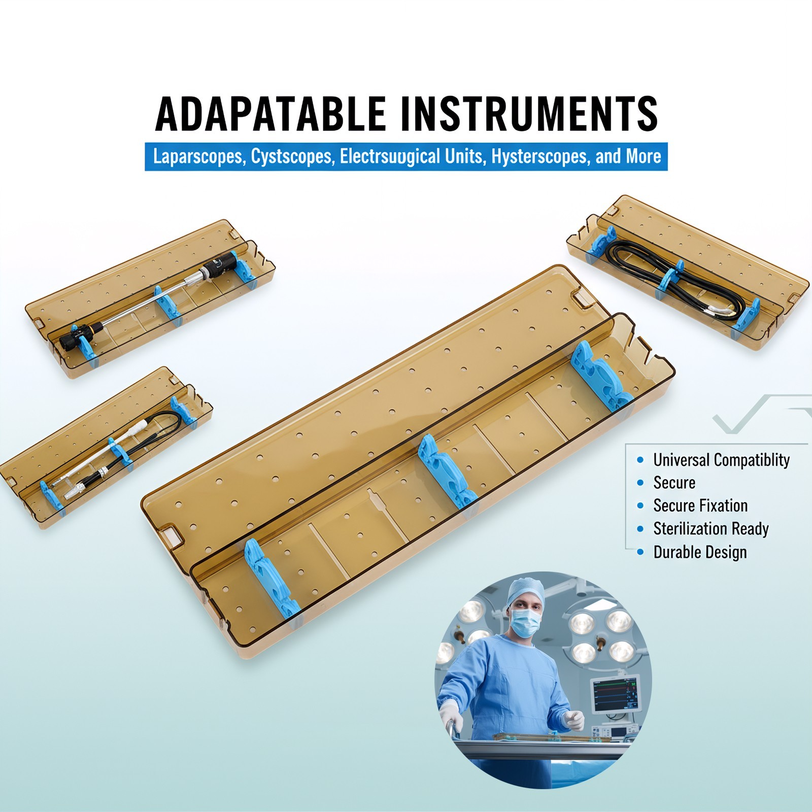 PPSU Sterilization Box Autoclave Case for ENT Laparoscope CystoscopeHysteroscope