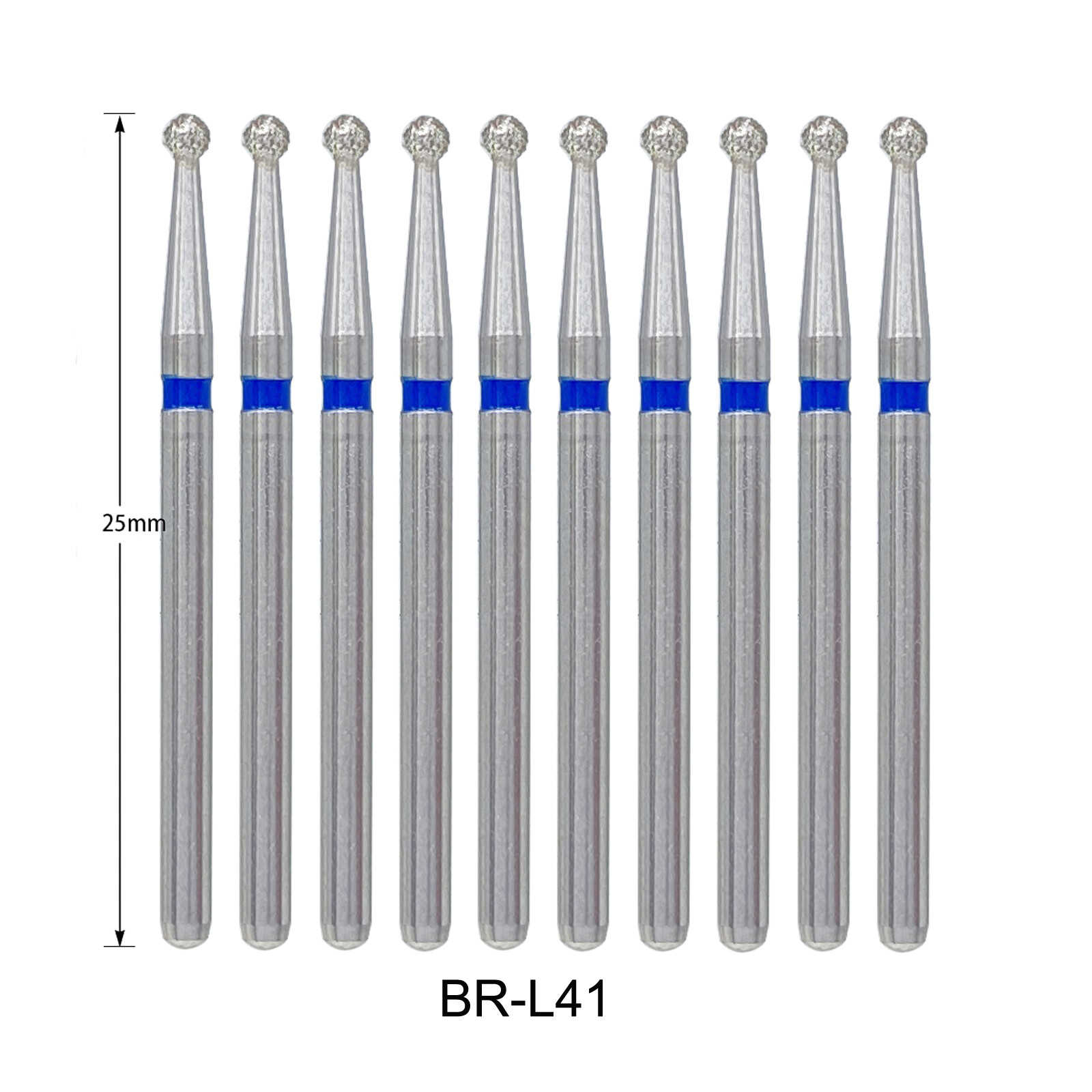 10Pcs Dental Diamond Burs FG Surgical Long Round Ball 801L/014M BR-L41 Standard