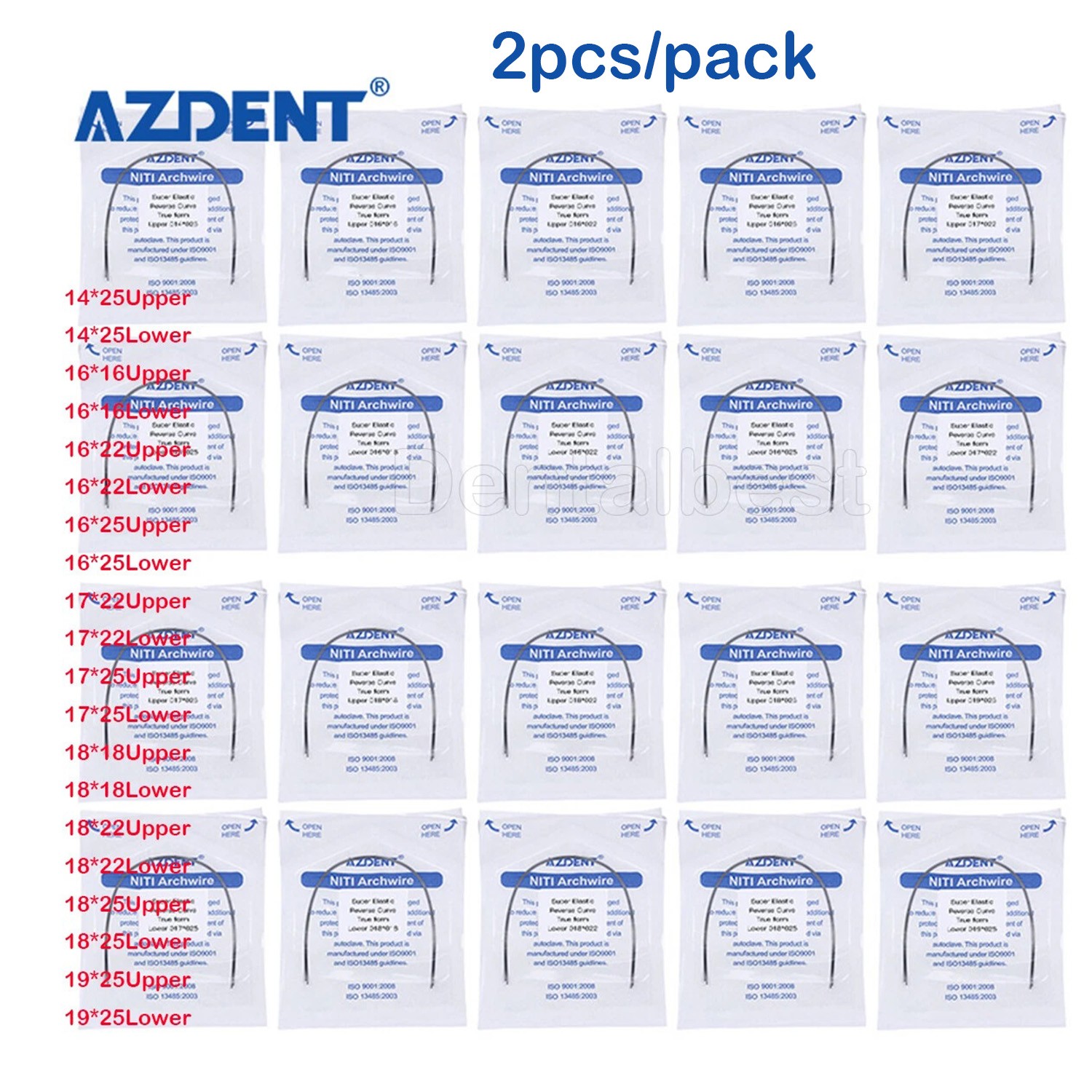 Dental Orthodontic Arch Wire Super Elastic Niti Reverse Curve Rectangular AZDENT