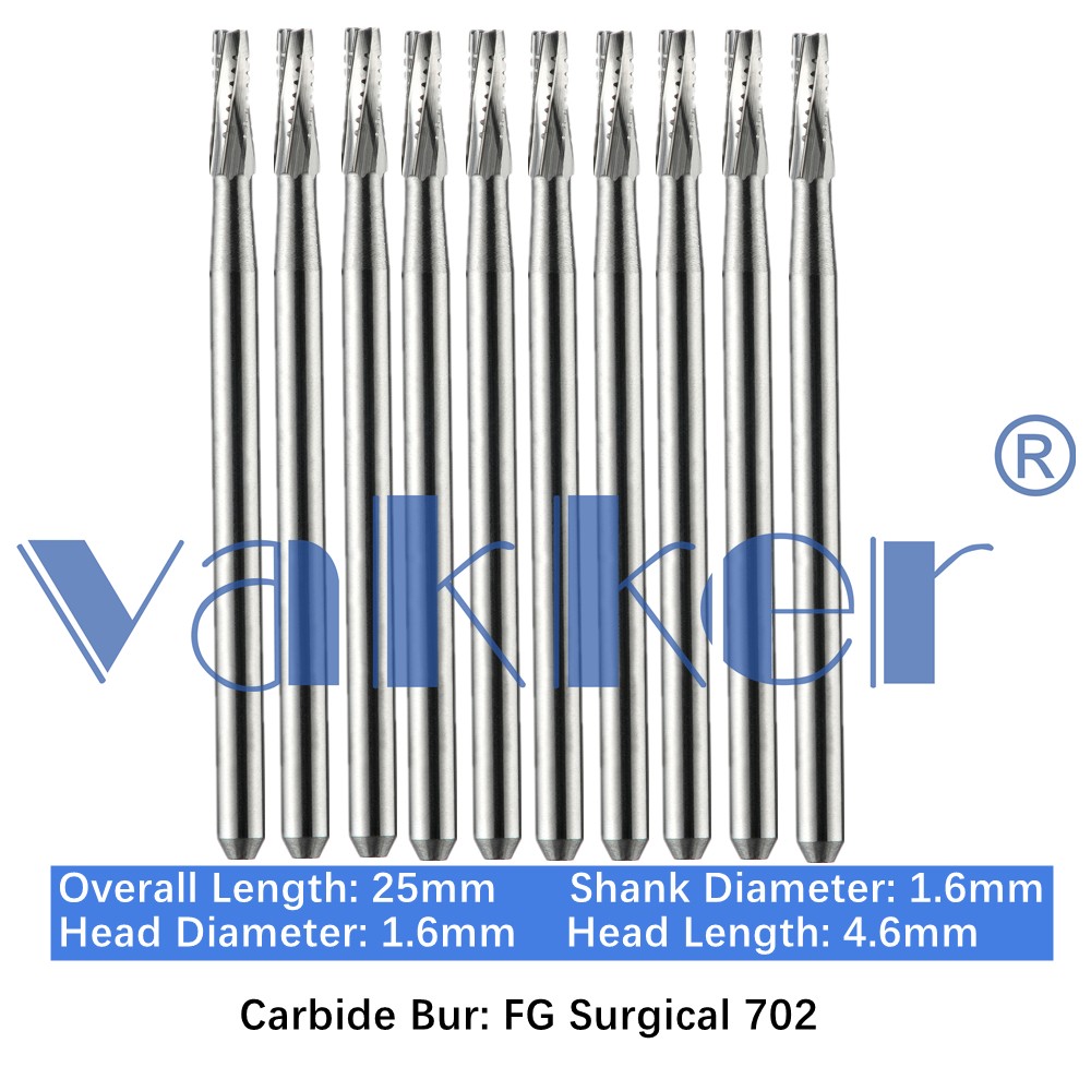 10/Pk Dental Surgical Carbide Friction Grip Burs High Speed 25mm FG SURG 2 4 6 8