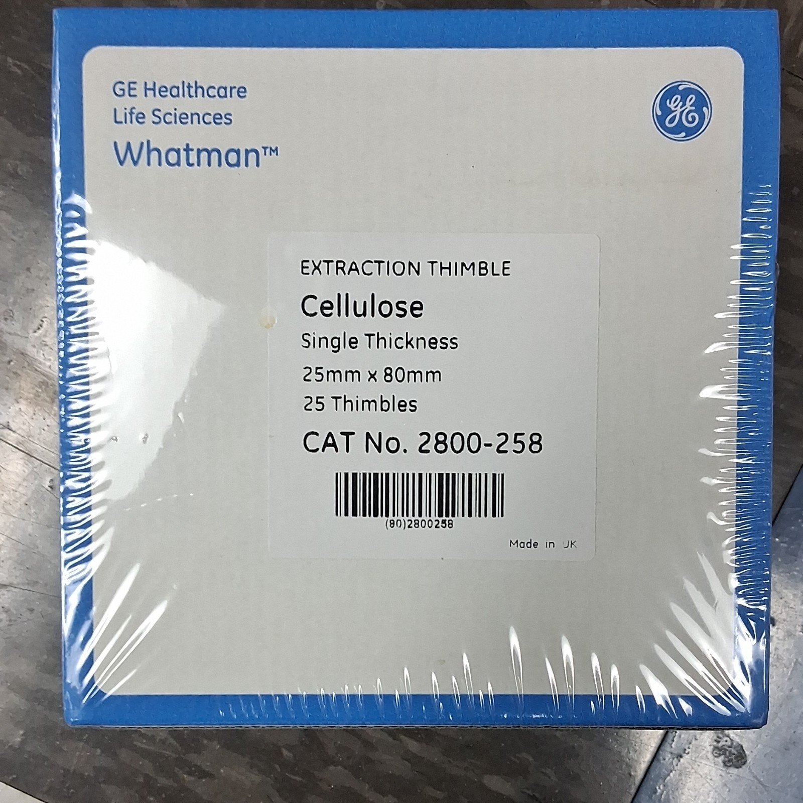 Whatman Extraction Thimble Cellulose 25mm x 80mm 25 Thimbles 2800-258