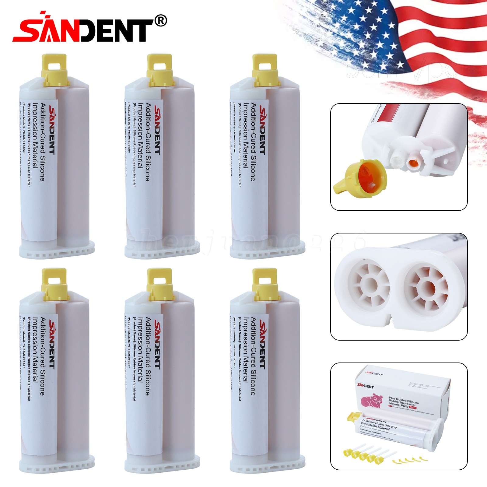 6 x Light Body Fast Set Dental VPS Impression Material, 50ml PVS